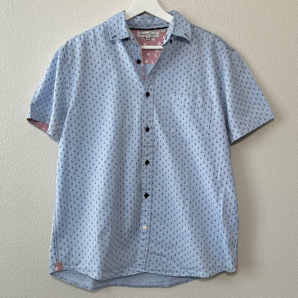 Sovereign Code LA Men Blue Nautical Polo Short Sleeve Collared Shirt Size Medium - Picture 1 of 8